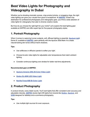 Best Video Lights for Photography and Videography in Dubai