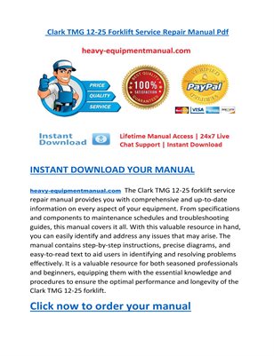 Download Pdf - Clark TMG 12-25 Forklift Service Repair Manual.pdf