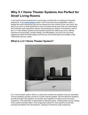 Why 5.1 Home Theater Systems Are Perfect for Small Living Rooms