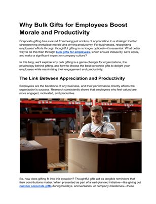 Why Bulk Gifts for Employees Boost Morale and Productivity