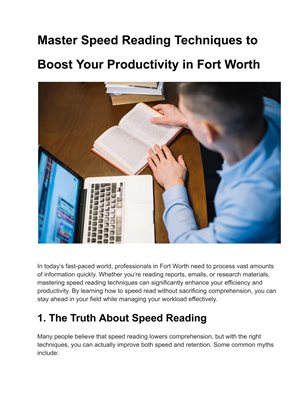 Master Speed Reading Techniques to Boost Your Productivity in Fort Worth